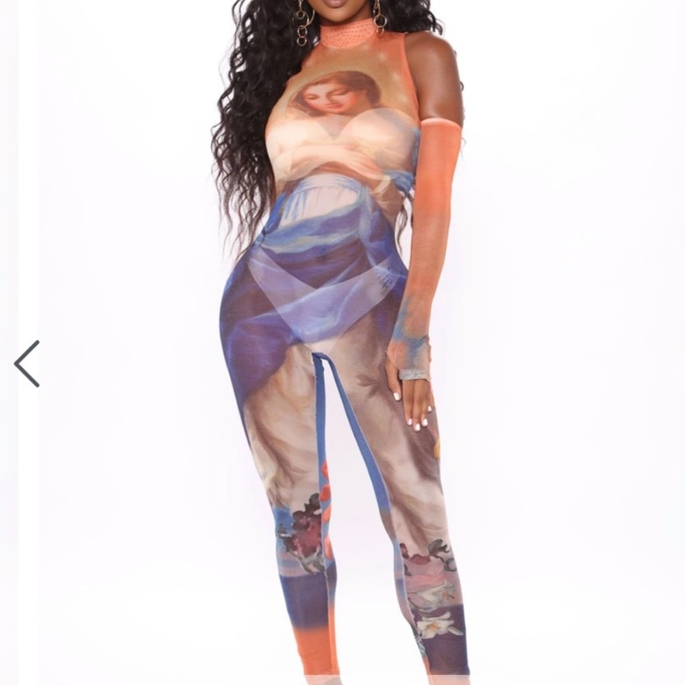 Fashion nova mesh jumpsuit med